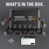 NOCO Genius GENPRO10X4: 4-Bank, 40A Onboard Battery Charger - 10A Per Bank, 12V Waterproof Marine Charger with Overcharge Protection & Temperature Compensation – for Lead-Acid & Lithium Batteries