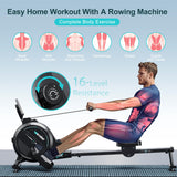 Rowing Machine,Wenoker Magnetic Rower Machine for Home,350 LB Weight Capacity, 16 Levels of Workout Resistance,Bluetooth App Supported LCD Monitor Tablet Holder & Comfortable Seat Cushion