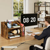 CHOEZON Wooden Desk Organizer with Adjustable Partitions, Rustic Brown