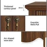 FUSUNBAO Set of 2 Nightstand with Charging Station, Vintage Bedside Table with 2 Fluted Drawers and Open Shelf, Rustic End Table with Power Outlet and USB Ports for Bedroom, Walnut