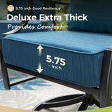 MIXPATIO, 2 Pack, Metal, Patio Rocking Chairs, 5.75" Cushions, Peacock Blue