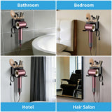 BOIVSHI Hair Dryer Holder Wall Mounted, Metal Hair Dryer Holder for Bathroom, Blow Dryer Holder with Plug Cord Organizer, Self Adhesive or Screw Hair Tool Organizer for Bathroom, Makeup Room, Black