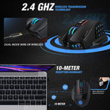 Wireless MMO Gaming Mouse, 16,000 DPI Optical Sensor, 2.4 GHz Transmission Technology