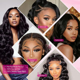Aaliweya Closure Wigs Human Hair 5x5 HD Lace Closure Wig for Women Glueless Body Wave Lace Front Wig 180% Density Pre Plucked Super Soft Full and Thick Black Color 36inch