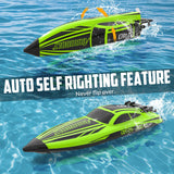 volantexrc Brushless RC Boats for Adults, 30+MPH Fast Remote Control Boat with 2 Rechargeable Batteries for Lakes, 30+ Mins Full Proportional Boats High Speed RC Boat for Adults (79705 Green)