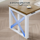 L-Shaped Executive Electric Standing Desk, 55"x48" Wood Farmhouse Home Office