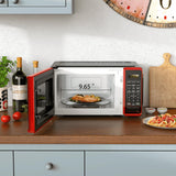 Mainstays 0.7 Cu Ft Countertop Microwave Oven, 700 Watts Compact Microwave with LED Display, 10 Power Levels & 6 Quick-Set Menus Child Safety Lock & Timer Small Microwave for Dorm, Office, Kitchen