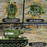 Supdex 1/18 Soviet Union KV2 RC Tank, 2.4G Army Model Toy with Smoke, Sound and Lights, 165ft Remote Control, All-Terrain Indoor Outdoor Toy for Kids & Adults