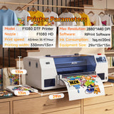 MZK 14'' A3+ F1080 DTF Printer&Shaker,24/7 Auto-Cleaning Mode+White Circulation+Ink Anti-Clog Filter,5'' Multi-Function Touch Screen,2X Printing Speed vs L1800,Dual Ink Level Alert,Gift Ink 2 Years