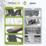 nevilywood Folding Adirondack Chairs Set of 4, HDPE Cup Holders, Black