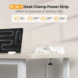 VILONG Desk Clamp Power Strip USB C 65W,Edge Mount Outlet,6FT,White