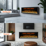 60" Smart Electric Fireplace Inserts,Slim Fireplace with APP Control & Remote Control& Touch Panel,13 Adjustable Flame Color&13 Fuel Bed Colors,750W/1500W,Black