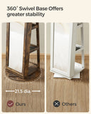 SONGMICS 360° Swivel Jewelry Cabinet, Lockable Jewelry Organizer with Full-Length Mirror, Rear Storage Shelves, Interior Mirror, Jewelry Armoire, Gift Idea, Rustic Brown UJJC006X01