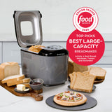 West Bend Hi-Rise Bread Maker Machine Programmable 12 Programs Including Gluten Free & 3 Loaf Sizes and Crust Colors with Traditionally-Shaped Horizontal Bread Pan with Dual Knead Blades, 3-Lb, Gray