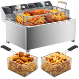 WaterElfo electric turkey fryer Commercial deep fryer with basket 3600W27.4QT with timer26L deepen deep fryer Variable twin cylinder