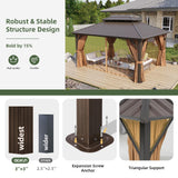 Aoxun 12’x16’ Hardtop Gazebo with Galvanized Steel Double Roof Brown