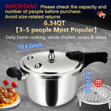 6.34QT Stainless Steel Pressure Cooker, Heavy Duty Commercial Grade, Fast Cooking, Multi-Purpose, Induction & Gas Compatible,olla de presion,para cocinar,instant pot