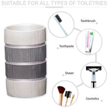 Zahari Home 4pc Modern Line Modern Bathroom Accessories Set Modern Soap Dispenser, Tumbler, Tooth Brush Holder and Dish Soap Holder Luxury Contemporary Grey Decor Unique Design Luxury Bath Set