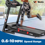 Winfita Treadmills with 0-15% Auto Incline for Home, Folding Treadmill with 300 lbs Capacity, 10 MPH Speed, 50'' x 18'' Wide Belt, APP,64 Programs, Pulse Monitor, BMI Detector for Home Use