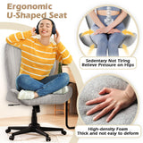 ZZW Criss Cross Chair with Wheels, Wide Cross Legged Office Chair Armless Comfy Desk Chair with Tall Back Vanity Chairs with Stress Relief