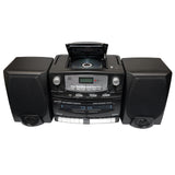 Supersonic Black Edition Vintage Bluetooth Stereo System Home Music Audio System, CD/MP3 Player, AM/FM Radio, Dual Cassette Player/Rec USB inputs, Detachable Speakers, AC/DC, (Remote Included)