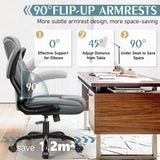 Leather Office Chair, PU Home Computer Desk Chairs with Ergonomic Back Support, 360°Swivel Free