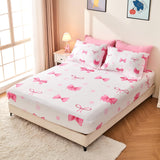 Wajade 7 Piece Pink Bow Bedding Set for Girls Kids Twin Size Comforter Set with Sheet and 2 Pillowcases 2 Pillow Shams Cute Girls Bed in a Bag as Birthday Choice