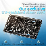 DCRCFIBER 100% Carbon Fiber License Plate Frame, All-Carbon Fiber snap-on 2/4-hole License Plate Frame, unobstructed View, Comes with Screw Covers and Shock-Absorbing Pads (Forged Pattern)