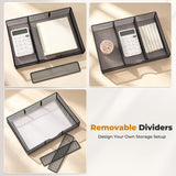 5-Tier Wood Desk Organizer and Pen Holder, File and Mail Sorter with Drawer
