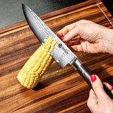 HexClad Espresso 6 Piece Japanese Damascus Stainless Steel Knife Set