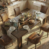 Garvee 71" Farmhouse Dining Table for 4-6, Kitchen Table w/Thick Tabletop, Wood Strip Base, Wider Legs, Large Rectangular Dining Room Table for Kitchen, Apartment & Family Gatherings, Walnut