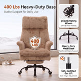Teddy Fleece High Back Executive Office Chair with Flip Armrests (Brown)