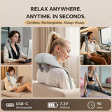 PERLEVI Shiatsu Neck and Shoulder Massager with Heat, Cordless Rechargeable, Hand-Free/Handheld, Deep Tissue Pain Relief for Trapezius, Portable for Home/Office/Travel, Ideal Gift for Women/Men