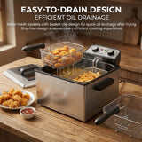Electric Deep Fryer for Home Use, 1800W Stainless Steel Countertop Fryer with 5L Oil Tank, Removable Frying Basket & Adjustable Temperature