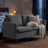 TYBOATLE 51'' Dark Grey Small Couch Loveseat, 2-Seater Linen Sofa