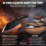 Animas Forge Dynamite Cleaver Meat Cleaver Knife Heavy Duty High Carbon Steel Butcher Knife Desert Hardwood Handle Full Tang BBQ Meat Cutting Butchering Kitchen Cooking Outdoor Camp Bone Chopping Prep