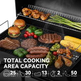 Royal Gourmet CC1830 28 Inch Barrel Charcoal Grill with Warming Rack, Outdoor BBQ Grill with 626 Sq. In. Grilling Space for Backyard, Patio and Parties, Black