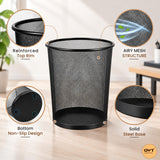 GoodWill Tech Recycling Dustbins - Pack of 2 Metal Mesh Dustbins waster Basket for Home, Office - (Black, Large)
