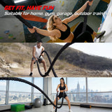 Battle Rope for Home Gym Workout - 1.5 Inch 40ft Heavy Weighted Training Exercise Ropes Fitness Equipment with Sleeve and Anchor Strap Kit for Outdoor Working Out