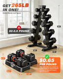 Rendpas Adjustable Dumbbells Set of 2, 1-Sec Adjustable Weights Dumbbells Set, 10 in 1 Dumbbell Set with Anti-Slip Texture Handle, Weight Set For Home Gym Suit both Men and Women