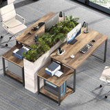 FOLUBAN 63 Inch Large Computer Desk with Printer Space & PC Tower Stand, Modern Wood Home Office Desk Workstation with Storage Shelves, Writing Study Gaming Table, Rustic Oak