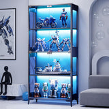Glass Display Cabinet with Doors, 4-Tier Display Case with Adjustable Shelves