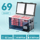 EUHOMY 12 Volt Refrigerator, 69QT Electric Cooler Powered by SECOP, Dual Zone Car Refrigerator -4℉~68℉