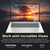 HP 17.3" HD+ Touchscreen Laptop, AMD Ryzen 5 7430U, 16GB RAM, 2TB Storage (1TB SSD+1TB Docking Station Set), AMD Radeon Graphics, Num Keypad, Wi-Fi 6, HD Camera, Windows 11 Pro, Silver