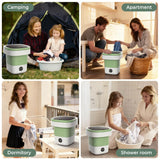 16L Foldable Portable Washing Machine, 45dB Quiet 3-Mode Mini Washer, No Installation Compact Laundry for Travel RV Dorm Apartment Camping, Green