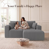 Modular Sectional Sofa with Ottoman, 79" L-Shaped Cloud Couch, Gray