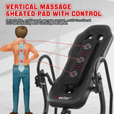 Teclor Inversion Table,Advanced Heat and Massage Function,Strength Training Inversion Table for Back Pain Relief,350 lbs Capacity with Thickened 3D Memory Foam backrest,Black