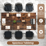 71" L x 35.5" W Large Meeting Table with Metal Frames, Rectangle Conference Room Table with Cable Grommet for Office, Boardroom