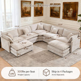 GNIXUU Oversized Modular Cloud Sectional Couches for Living Room, Camel