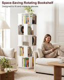 5-Tier Rotating Bookshelf Tower, 360° Spinning Modern Book Storage Bookcase